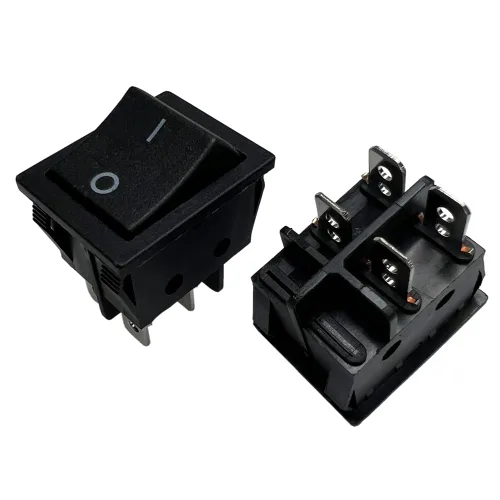 Miniatura 4 de Interruptor basculante DPST On-Off Unilluminated Negro 4 Pin 1.220x0.984 in Rectangular Snap-in Interruptor de alimentación de palanca