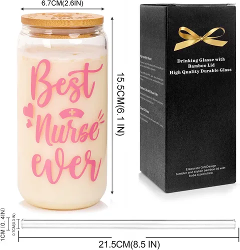 Miniatura 2 de Mason Life Regalo de graduación para enfermeras, regalos de enfermera para mujeres, vaso de vidrio y calcetín para enfermeras, vasos de vidrio