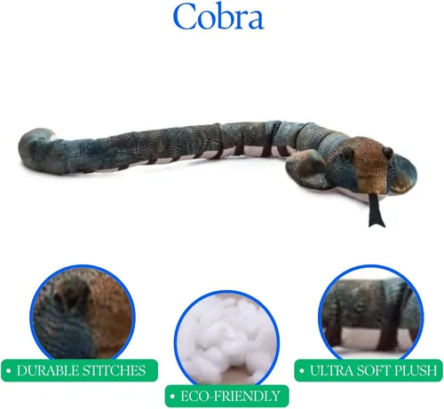 Miniatura 5 de The Petting Zoo Cobra - Peluche de animales de peluche, regalos para niños, animales salvajes del zoológico Onez, juguete de peluche de serpiente