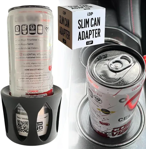 Inserto delgado para portavasos de autos - Sostiene latas de Red Bull, Celsius y bebidas energéticas (8.4oz/12oz) - Manga adaptadora antivuelco (1