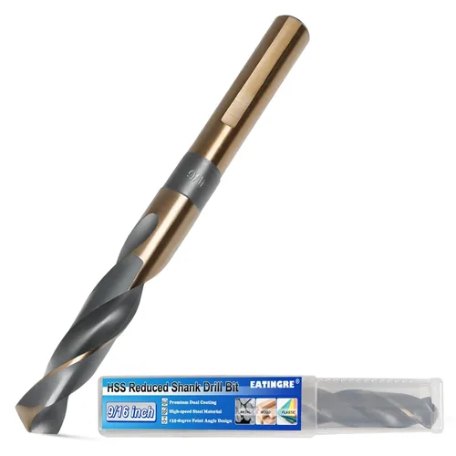 Miniatura 13 de Broca de 11/16 pulgadas, broca de acero de alta velocidad con vástago de 1/2 pulgada, brocas HSS 4241 negro y dorado para acero suave, metal