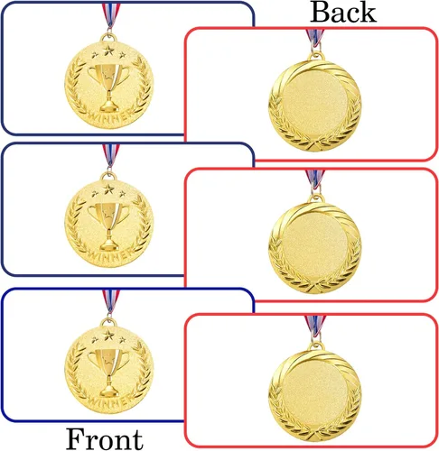 Miniatura 4 de Caydo 12/24 Pieces Gold Award Medals Metal Winner Medals for Award for Adults for Competitions, Sports Events, Party, 2 Inch