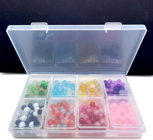 Miniatura 8 de TeTeBak Caja Organizadora de Plástico con Divisores - 2 PCS Contenedores de Plástico Pequeños con Compartimentos, Caja de Almacenamiento de 6
