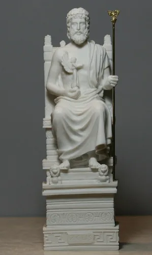 Miniatura 2 de Estatua de alabastro griego de Zeus Júpiter del rey de los dioses, decoración de 10.6 pulgadas