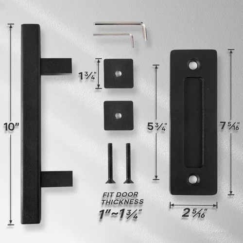Miniatura 7 de EaseLife Paquete de 2 tiradores de puerta corrediza de granero de 10 pulgadas con herrajes empotrados, doble cara, resistente, rústico