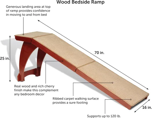 Miniatura 2 de PetSafe CozyUp Rampa para Cama - Apoya la Espalda y Articulaciones de las Mascotas - Superficie de Alfombra de Alta Tracción - Madera Grado Mueble