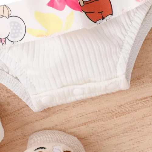 Miniatura 5 de Mameluco para bebé recién nacido, con estampado de letras y lazo, estampado floral, para niña de 0 a 18 meses