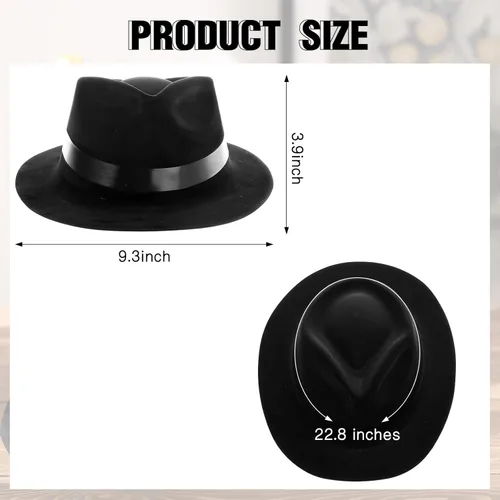 Miniatura 3 de Sureio 24 sombreros de gángster, sombreros de plástico para caballeros, sombreros de disfraz de gángster para adultos, sombreros de fiesta