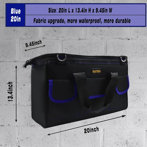 Miniatura 2 de FASTECH Bolsa de herramientas de 20 pulgadas, bolsa de herramientas grande, impermeable, kit de herramientas de boca ancha, organizador de bolsa
