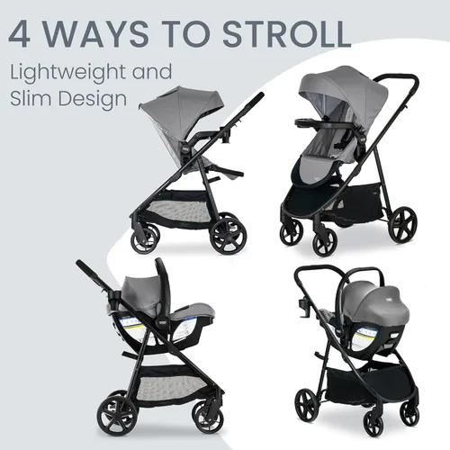 Miniatura 2 de Sistema de viaje para bebé Britax Willow Brook, conjunto de asiento de coche y cochecito con base Aspen, tecnología ClickTight, sistema RightSize