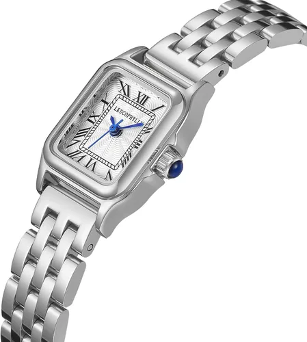 Miniatura 2 de Relojes pequeños de oro para mujer con funda rectangular vintage, esfera romana clásica, banda de acero inoxidable resistente al agua con cadena
