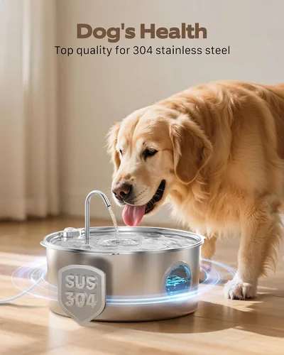Miniatura 2 de Fuente de agua para mascotas para perros grandes: fuente de agua de metal para perros, fuentes silenciosas para gatos grandes para beber, fuente