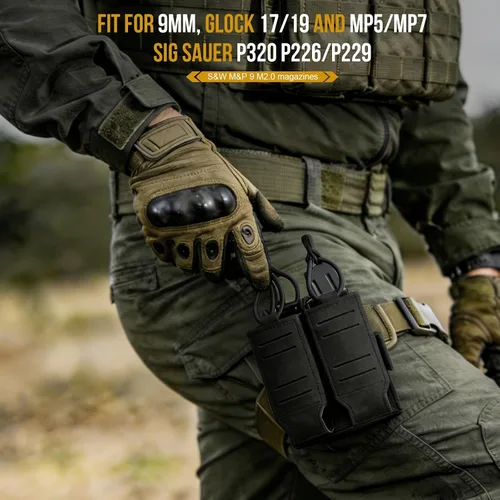 Miniatura 7 de OneTigris MOLLE - Bolsa táctica para pistola mag, doble bolsa para cargador de 0.354 in .40 .45 .357 Glock S&W Ruger Springfield HK de liberación
