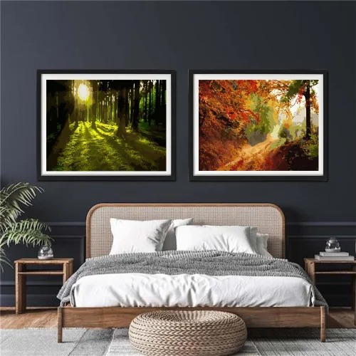 Miniatura 4 de YANXIN Kit de pintura por números para adultos principiantes, paquete de 2 pinturas por números para adultos, lienzo enrollado para decoración
