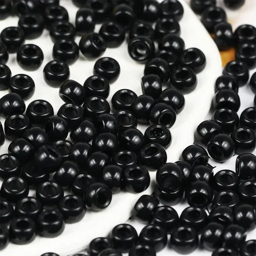 1000 cuentas de pony negras de 0.236 x 0.32 pulgadas para pulseras, trenzas de pelo y manualidades de bricolaje, solo para uso en manualidades de