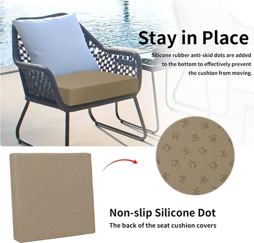 Miniatura 4 de Easy-Going - Paquete de 4 fundas de cojín impermeables para patio, de 24x22x4 pulgadas, fundas de repuesto antideslizantes para asientos al aire