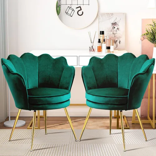 Miniatura 14 de Czlolo Juego de 2 sillas decorativas, sillas de tocador de terciopelo con respaldo, silla decorativa pequeña moderna de mediados de siglo para sala