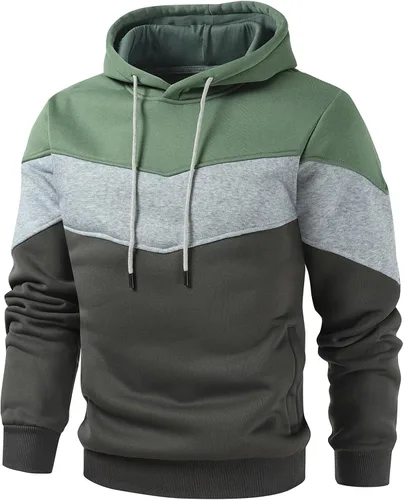 Miniatura 2 de Gesean Sudadera con capucha, de manga larga, para hombre, diseño de bloque de color, estilo informal, con bolsillo