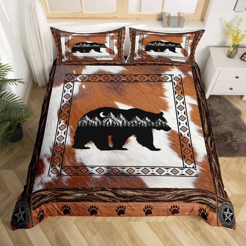 Miniatura 13 de Funda de edredón de ciervos de alce, juego de ropa de cama de animales del bosque, decoración rústica de granja, funda de edredón individual