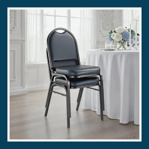 Miniatura 13 de OEF Furnishings OEF9204-BT/2 Silla apilable de grado comercial para banquetes (vinilo azul, marco recubierto de polvo negro, paquete de 2)