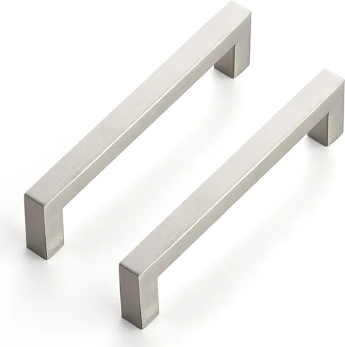 Ravinte - Paquete de 20 manijas cuadradas para gabinete de cocina de 5 pulgadas, níquel satinado, manijas de cajón, níquel cepillado; manijas de