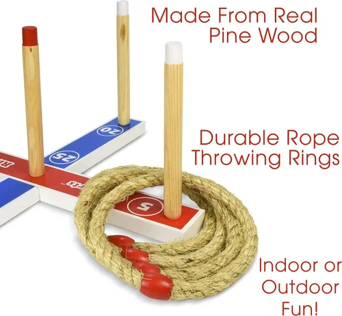 Miniatura 3 de GoSports Juego de lanzamiento de anillos de madera prémium para niños y adultos, clásico o Disney