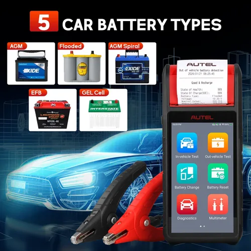 Miniatura 6 de Autel MaxiBAS BT608 - Probador de batería automotriz (actualización gratuita) y analizador de sistema eléctrico, 6V/12V (100-3000 CCA), conductancia