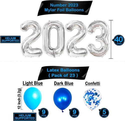 Miniatura 5 de KatchOn, Globos azules 2023 y pancartas de graduación – Grandes, paquete de 30 Cartel de felicitación de graduación Decoraciones de graduación