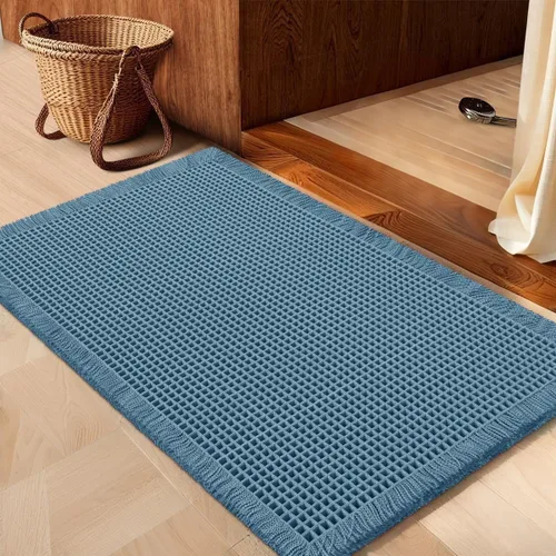 Miniatura 22 de IM HOME Tapete de baño de punto gofre, color caqui, de 24 x 17 pulgadas, tejido bohemio, moderno, absorbente, antideslizante, suave, lavable
