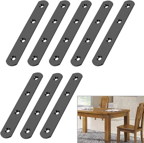 Miniatura 8 de Sumnacon 8 placas planas de acero inoxidable – Placa de reparación resistente de 4 pulgadas, soportes de esquina recta, conectores de reparación