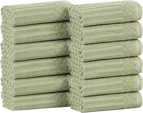 Miniatura 27 de Superior Juego de 6 toallas de algodón sólido y acanalado, toallas de cara de 13 x 13 pulgadas, toallas de mano de 16 x 28 pulgadas, toallas de baño