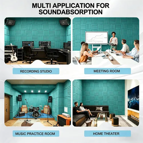 Miniatura 8 de Paneles de espuma acústica, paneles de espuma a prueba de sonido para paredes, paneles de absorción de ruido de estudio para estudio, oficina