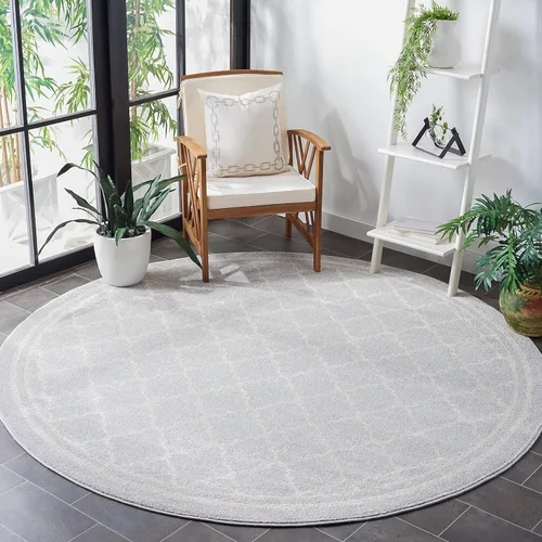 Miniatura 9 de Safavieh Amherst Collection AMT422B - Alfombra para interiores y exteriores, color gris claro y beige Azul marino/beige