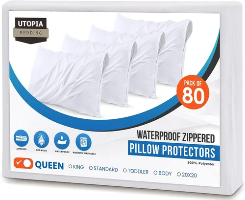 Miniatura 12 de Utopia Bedding - Funda de almohada impermeable con cremallera, 20 x 26 pulgadas, 2 unidades, estándar, color blanco