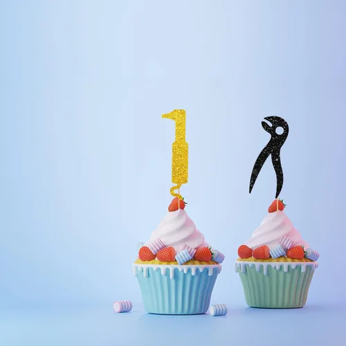 Miniatura 5 de 24 adornos para cupcakes para dentistas, decoración de pasteles de felicitaciones para dentistas, decoraciones de pastel con purpurina blanca