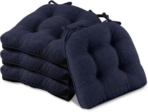 Miniatura 27 de Basic Beyond Paquete de 4 cojines para sillas de comedor, cojines para sillas de comedor con lazos y respaldo antideslizante, 15.5 x 15.5 pulgadas