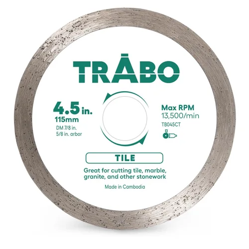Miniatura 20 de Trabo Paquete de 3 hojas de unión de metal de diamante de borde continuo de 4.5 pulgadas para cortar granito, cerámica, porcelana, cuarzo y más, 3