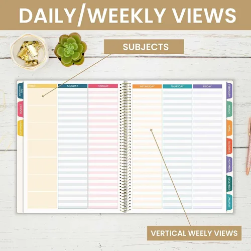 Miniatura 4 de bloom daily planners - Agenda y calendario de año académico sin fechas para maestros, organizador plan de clases 7 periodos, cubierta esmerilada