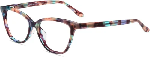 Firmoo - Gafas con bloqueo de luz azul para lectura de computadora, diseño de ojo de gato, marco de acetato para mujeres, bisagra de resorte, patrón