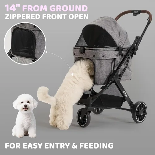Miniatura 7 de Cochecito todo terreno para perros pequeños a medianos, cochecito para mascotas para perros y gatos, paseos al aire libre, fácil plegado con una