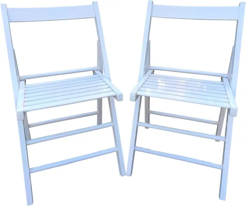 Miniatura 6 de DSHADE Juego de 2 sillas plegables de madera de listones plegables para eventos especiales, sillas plegables de fiesta de estilo plegable para Blanco