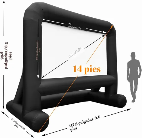 Miniatura 6 de HuaKastro Pantalla de proyector inflable de 14 pies, diseño de una sola pieza, pantalla de película inflable de fácil configuración con ventilador