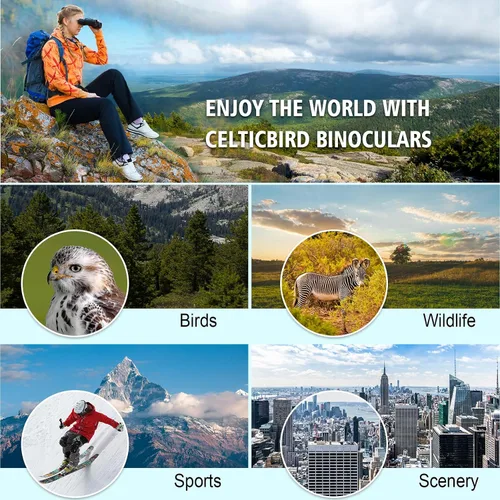 Miniatura 5 de Prismáticos Celticbird 10x42 HD para adultos, de alta potencia con soporte para teléfono, prisma BAK4, impermeables, para viajes, observación