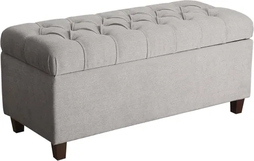 Miniatura 18 de HomePop Decoración del hogar Banco de almacenamiento con botones Banco otomano con almacenamiento para sala de estar y dormitorio, cuero Piel