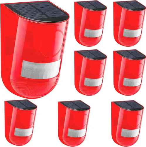 Miniatura 11 de Alarma solar de sonido y luz, sensor de movimiento, 110 decibeles, alarma de sonido de sirena y 6 LEDs de advertencia de flash, sistema de alarma
