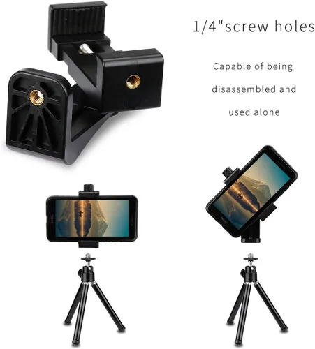 Miniatura 5 de AFAITH Soporte de trípode para teléfono celular con control remoto, adaptador de soporte para teléfono con abrazadera ajustable para iPhone 16 15 14
