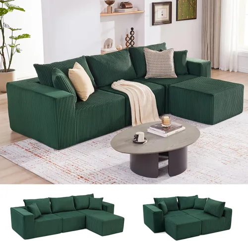 Miniatura 23 de Sofá modular de 108 pulgadas, sofá modular de nube con asiento profundo, moderno sofá modular en forma de L con diván, sofás tapizados sin hueso