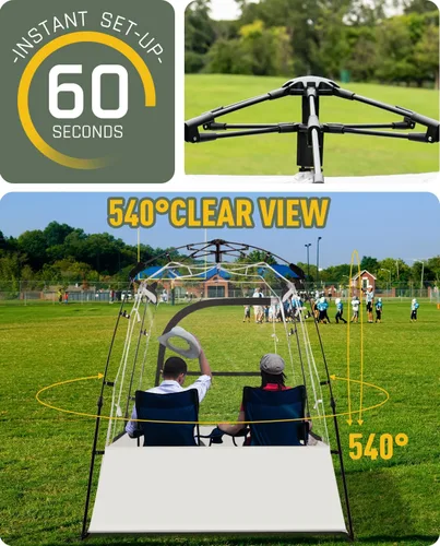 Miniatura 6 de Pod All Weather Sports Tent, Outdoor Pop Up Bubble Clear 540° View Winter Tent for 1-2 Person, Instant Cold Weather Shelter with Rainfly for Soccer