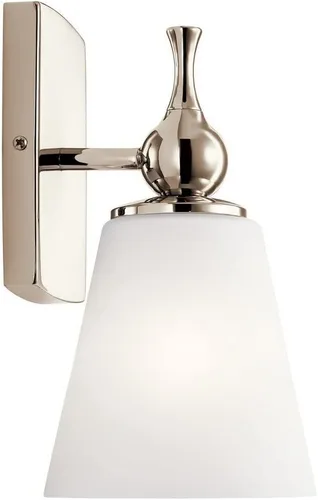 Miniatura 4 de Kichler Cosabella™ - Aplique de pared con 1 luz de 6 pulgadas con estuche grabado satinado ópalo en níquel pulido