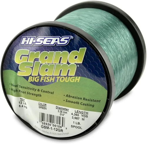 Miniatura 48 de Sedal de Pesca de Monofilamento HI-SEAS Grand Slam - Fuerte y Resistente a la Abrasión en Transparente, Rosa, Verde, Azul Ahumado, Amarillo